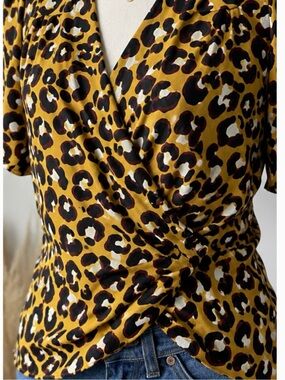 Who What Wear Leopard Print Wrap Blouse